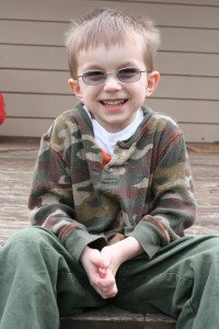 Birthday Boy in His New Glasses - 4 years old.