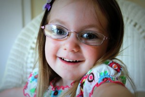 Baby Girl in her "Big Girl Glasses" - 3 years old.